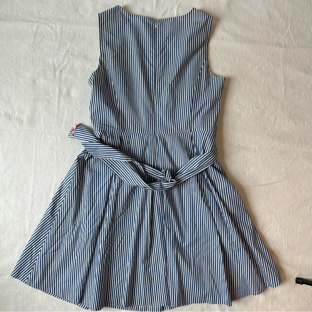 Pappagallo Blue White Fit & Flare Sleeveless Dress Nautical Preppy, size Medium - Picture 11 of 16